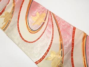 流水に花模様織り出し袋帯